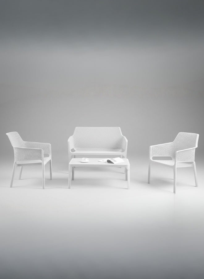 Marcolo 4-Seater Outdoor Sofa Set – White Plastic Seating with Coffee Table, Weather-Resistant Patio & Garden Furniture, UV-Resistant Recyclable Material - Image 3